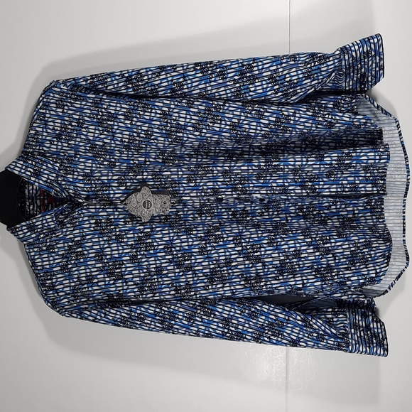 NWT VISCONTI BLACK black/blue shirt, Sz S - Picture 1 of 12